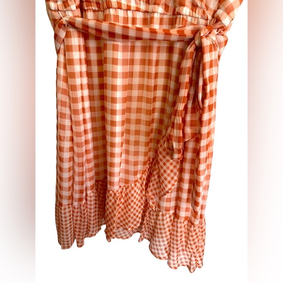 LC Lauren Conrad Orange and White Ruffle Dress Plus Size 4x - Picture 5 of 8